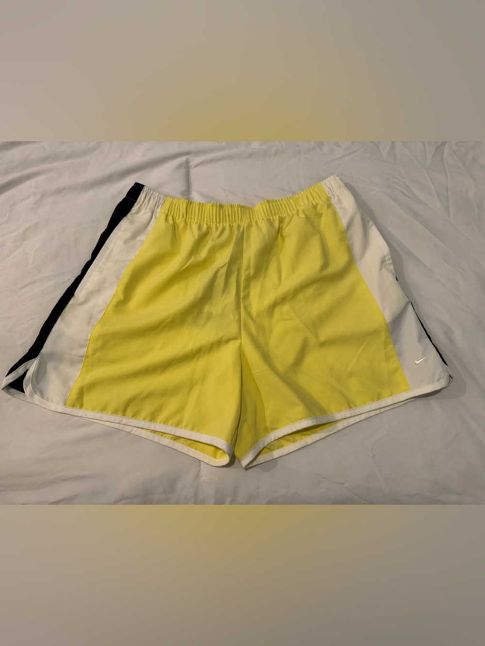 Nike Women’s Yellow Athletic Shorts with White Trim